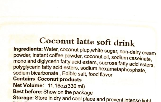 4 Bottles Coconut Latte Soft Drink(11.16 Oz Each)