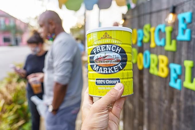 French Market 100% Pure Ground Dark Roast Chicory Caffeine Free 16oz Can (Pack of 6)