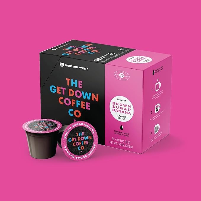 The Get Down Coffee Co. Brown Sugar Banana Flavored Coffee Pods 20 ct 100% Arabica Coffee Single Serve Coffee Pods Compatible with K Cups Brewers
