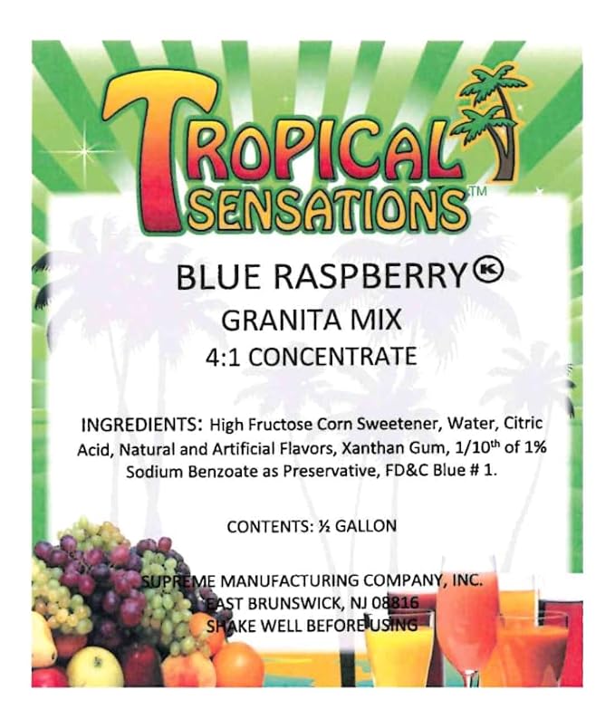 Tropical Sensations Blue Raspberry Granita Slushie Mix – 6 Bottles 64 oz Each – Non-Alcoholic Frozen Drink Mix for Slush Machines – Bulk Case