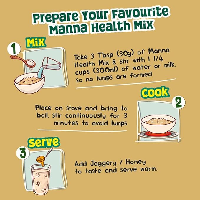 Manna Health Mix | 100% Natural Drink for Kids | 14 Natural Ingredients | Millets | Sathu Maavu | Porridge Mix | No Sugars &amp No Additives 907g / 2lb