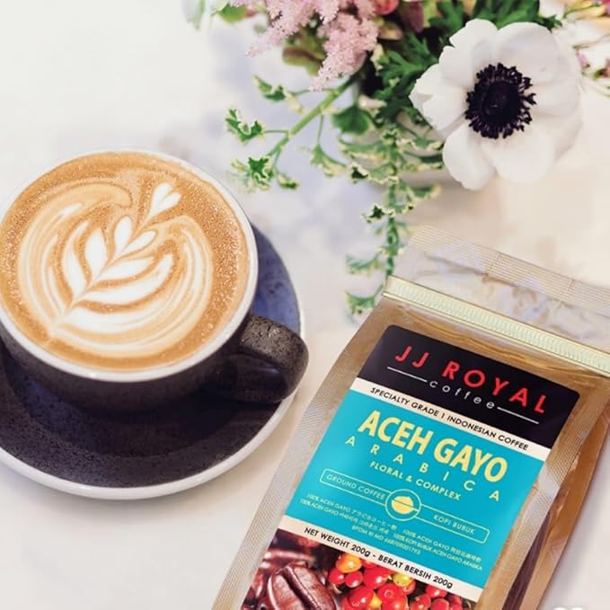 JJ Royal Coffee Aceh Gayo Arabica 200g Ground Coffee (Pack of 4)