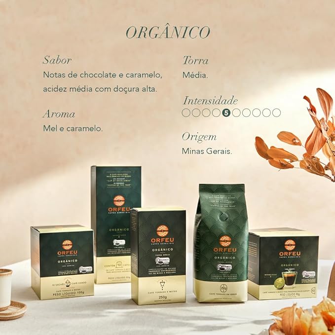 Orfeu Specialty Intense Coffee Drip Sachets – 100% Arabica Dark Roast Notes of Toasted Caramel &amp Fruit Jam – Low Acidity Velvety Body – 10 Sachets (3.52oz/100g)