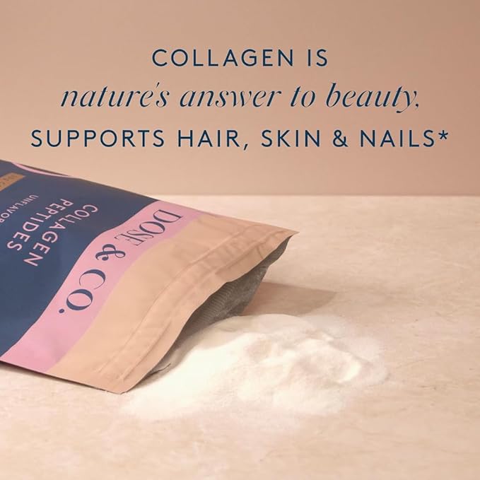 DOSE &amp CO. Pure Collagen Peptides Powder Unflavored 9.6 Oz | Hydrolyzed Bovine Collagen Type I &amp III with 18g Protein - Supports Healthy Hair Skin &amp Nails | Non-GMO Preservative Free
