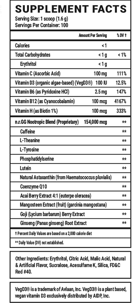 Gamer Supps GG Energy - Good by SMii7Y (100 Servings) - Keto Friendly Gaming Energy and Nootropic Blend Sugar Free + Organic Caffeine + Vitamins + Immune Support Powder Drink