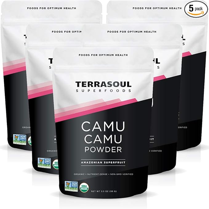 Terrasoul Superfoods Organic Camu Camu Powder 17.5 Oz (5 Pack) - Raw | Natural Vitamin C | Immune Support