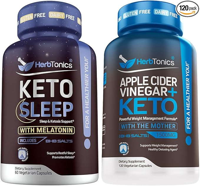 Keto Sleep Exogenous Ketones and Sleep Aids for Adults | Melatonin 5mg with Keto BHB to Help You Fall Asleep Faster | Apple Cider Vinegar Capsules Plus Keto BHB | Fat Burner &amp Weight Loss Suppleme