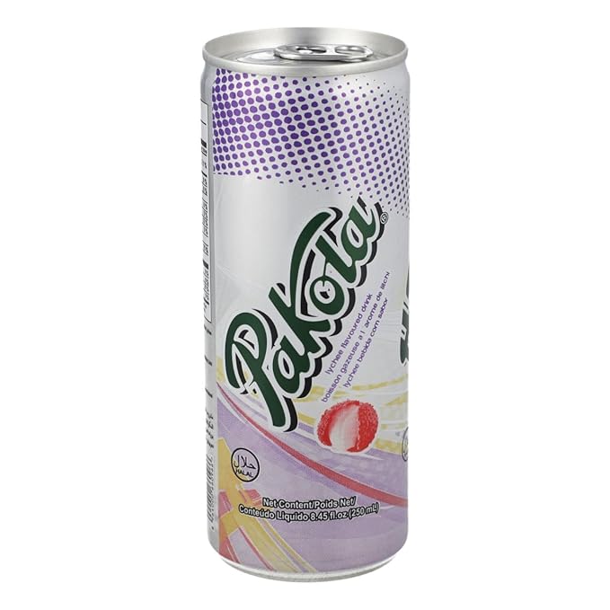 Pakola Lychee Drink 12 Pack – Lychee Soft Drink Fruity Beverage with Artificial Flavours | Carbonated &amp Refreshing 8.45 fl oz Cans Halal Certified