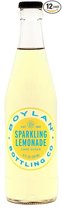 Boylan Bottling Pure Cane Sugar Soda Pop Sparkling Lemonade 12 oz Glass Bottles (Pack of 12)