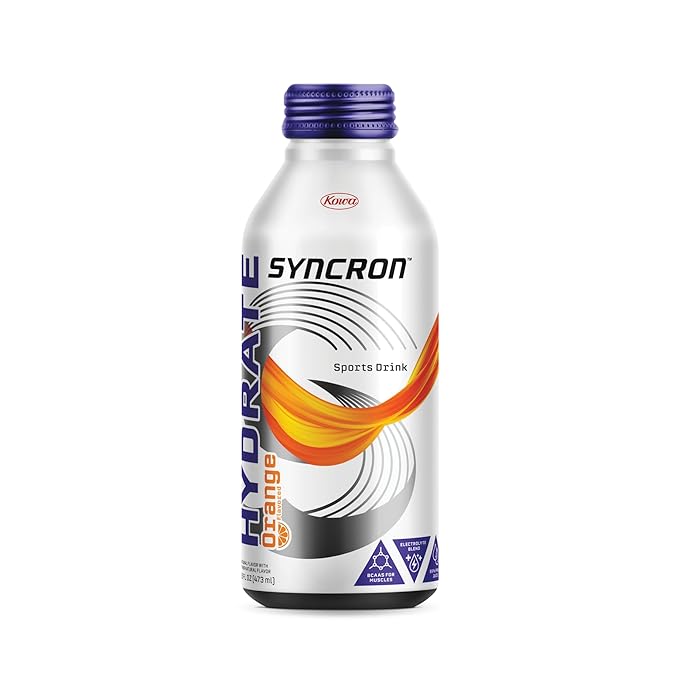 Syncron Hydrate Sports Drink Orange with BCAA Amino Acids Electrolytes and Real Fruit Juice for Daily Hydration or Post Workout Recovery No Sucralose or Artificial Flavors 12 Pack 16 Oz