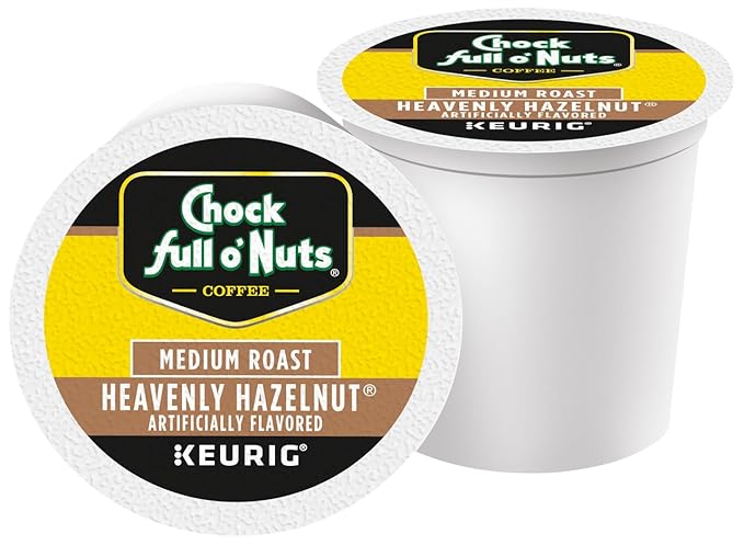 Chock Full o'Nuts Heavenly Hazelnut Coffee Compatible with K-Cup Pods 12 CT (Pack of 3)