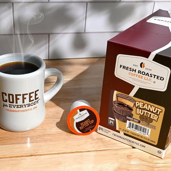 Fresh Roasted Coffee Peanut Butter Cup Flavored Coffee Pods 72 Count
