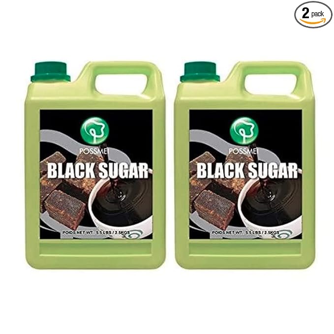 Possmei Black Sugar Flavored 5.5 Pound Plastic Jar 2 Pack