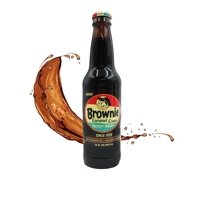 Brownie Caramel Root Beer | Delicious Root Beer with Real Cane Sugar | 12 oz Glass Bottles with Crazy Soda Pop Bottle Opener (12 Pack)