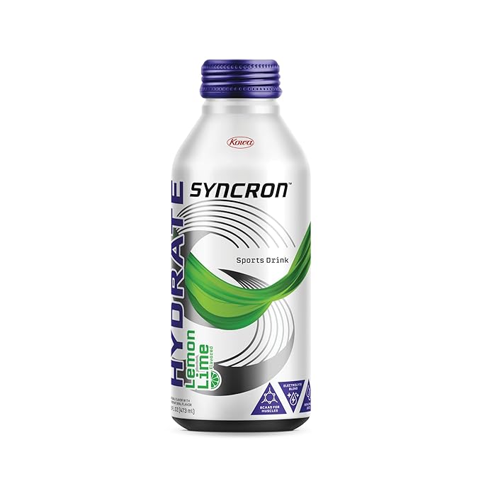 Syncron Hydrate Sports Drink Lemon Lime with BCAA Amino Acids Electrolytes and Real Fruit Juice for Daily Hydration or Post Workout Recovery No Sucralose or Artificial Flavors 12 Pack 16 Oz