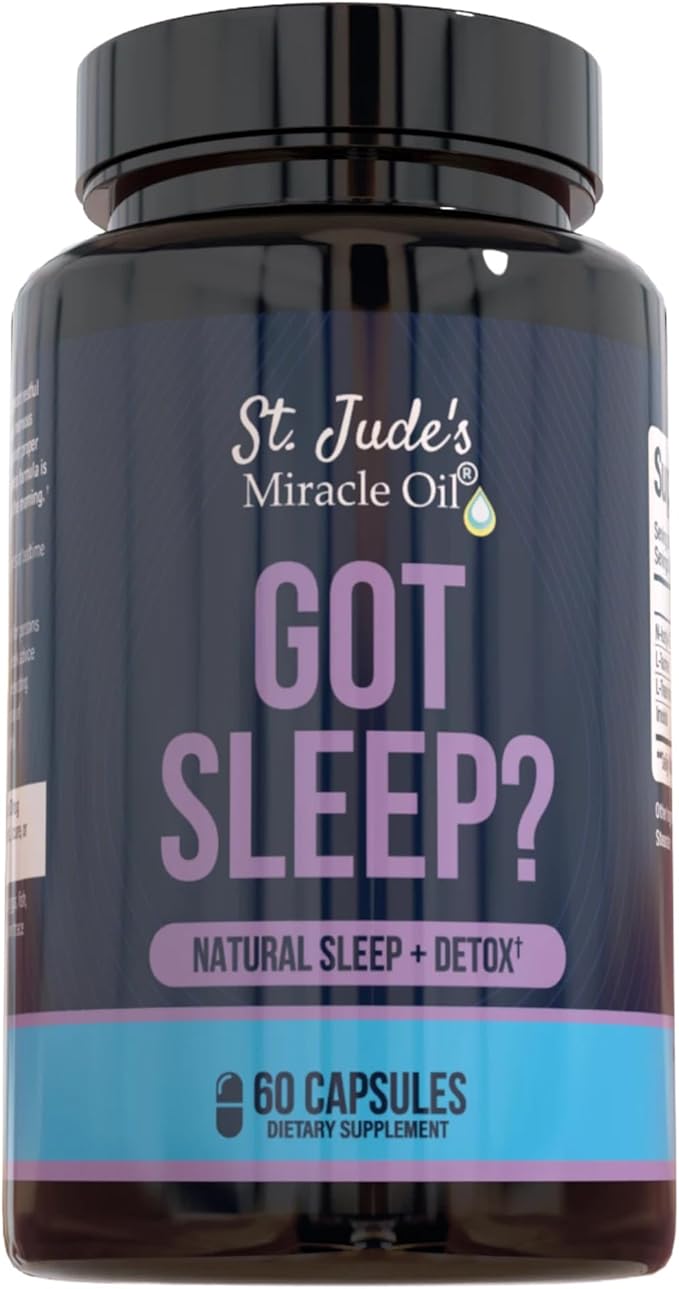 St. Jude's Miracle Oil Got Sleep? Sleep &amp Detox Sleep Aid for Restful Sleep -Melatonin Free Supports Restful Sleep &amp Recovery 30 Day Supply.