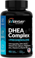 DHEA Micronized 200mg Complex with Pregnenolone 100mg Supplement for Men &amp Women with Ashwagandha DIM Magnesium Boron Calcium  Zinc Vitamin D3 C and B6 Hormone Support - Made in USA 90 Caps