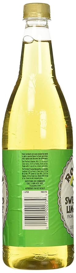 Rose's Lime Juice - Sweetened 1 Liter (33.8 Fluid Ounces) Plastic Bottle (Pack of 2)