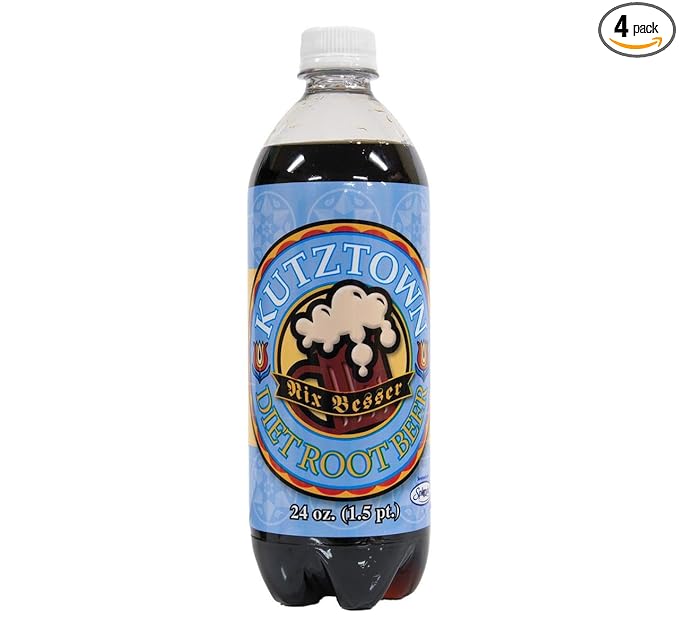 AmishTastes Kutztown Diet Root Beer Famous Amish Drink 4Ct. 24 Oz. Bottles