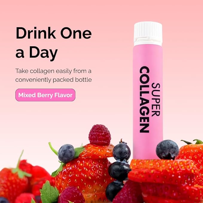 VITALBEAUTIE Super Collagen Drink – 3500mg Low‑Molecular Fish Collagen (5 Types) – K‑Beauty Liquid Beauty Ampoules Mixed Berry Flavor (Naturally &amp Artificially Flavored) – 14 x 25 mL