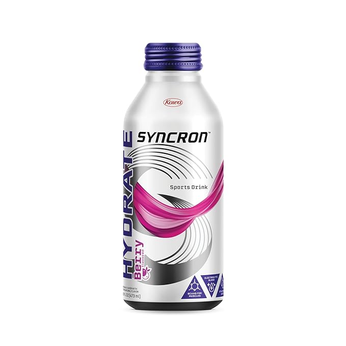 Syncron Hydrate Sports Drink Berry with BCAA Amino Acids Electrolytes and Real Fruit Juice for Daily Hydration or Post Workout Recovery No Sucralose or Artificial Flavors 12 Pack 16 Oz