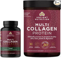 Ancient Nutrition Multi Collagen Advanced Capsules Lean 90 Count + Multi Collagen Protein Powder Unflavored 45 Servings