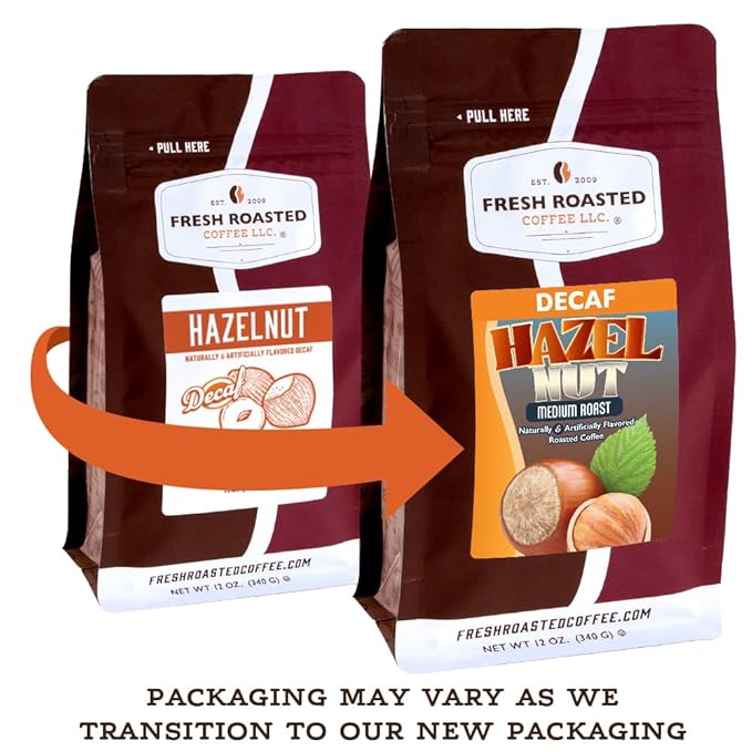 Fresh Roasted Coffee Decaf Hazelnut Flavored Coffee 2 lb (32 oz) Medium Roast Kosher Whole Bean