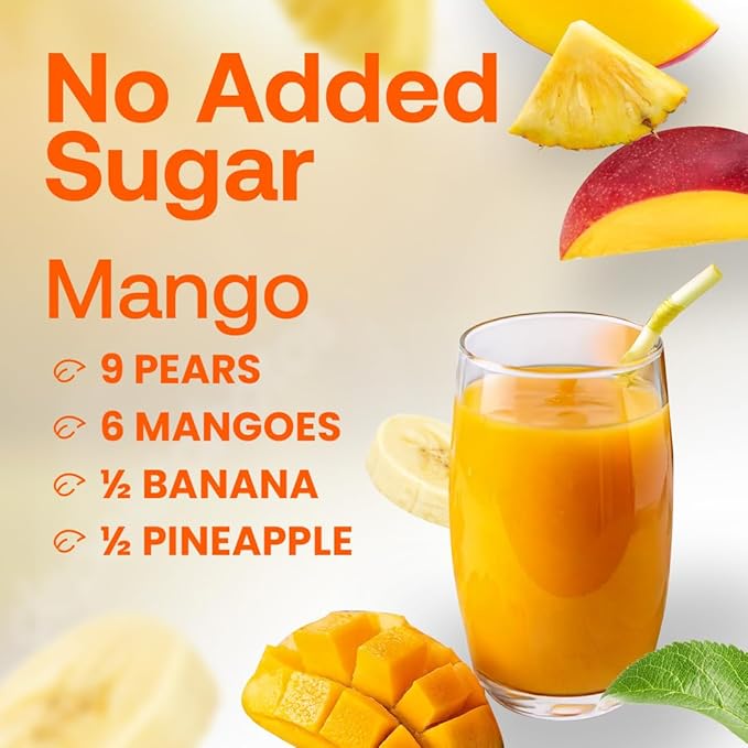 Dr. Smoothie 100% Crushed Mango – No Added Sugar Made with Real Fruits/Fruit Juice – Vegan No Artificial Colors or Flavors – Sweet Mango with a Hint of Pineapple &amp Banana – 46 oz Bottle