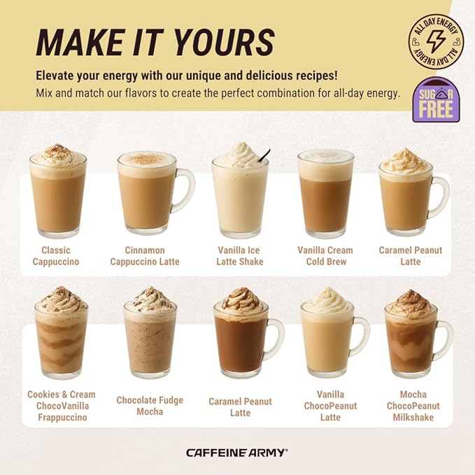 CAFFEINE ARMY Cappuccino | Functional Coffee with Collagen Peptides MCTs CoQ10 and Adaptogens: Clean Energy Supports Daily Attention No Jitters or Crash (7.8 oz 22 Servings)