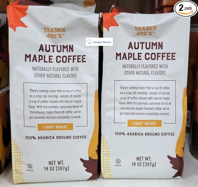 Trader Joe Autumn Maple Ground Coffee Light Roast 14oz 397g (Two Bags)