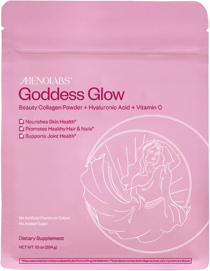 MENOLABS Goddess Glow Collagen Peptides Powder (Type I III) - 14 Servings (280 g) - Menopause Supplements for Women with Hyaluronic Acid &amp Vitamin C - Unflavored