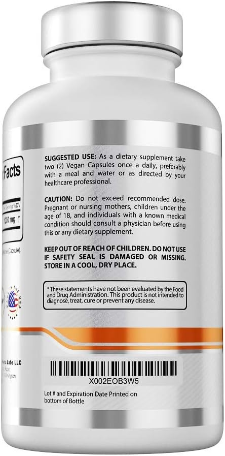 Smart Nutra Labs Premium Berberine HCL 1200mg- 180 Vegan Capsules 100% Pure Berberine Supplement- Non-GMO Gluten Free