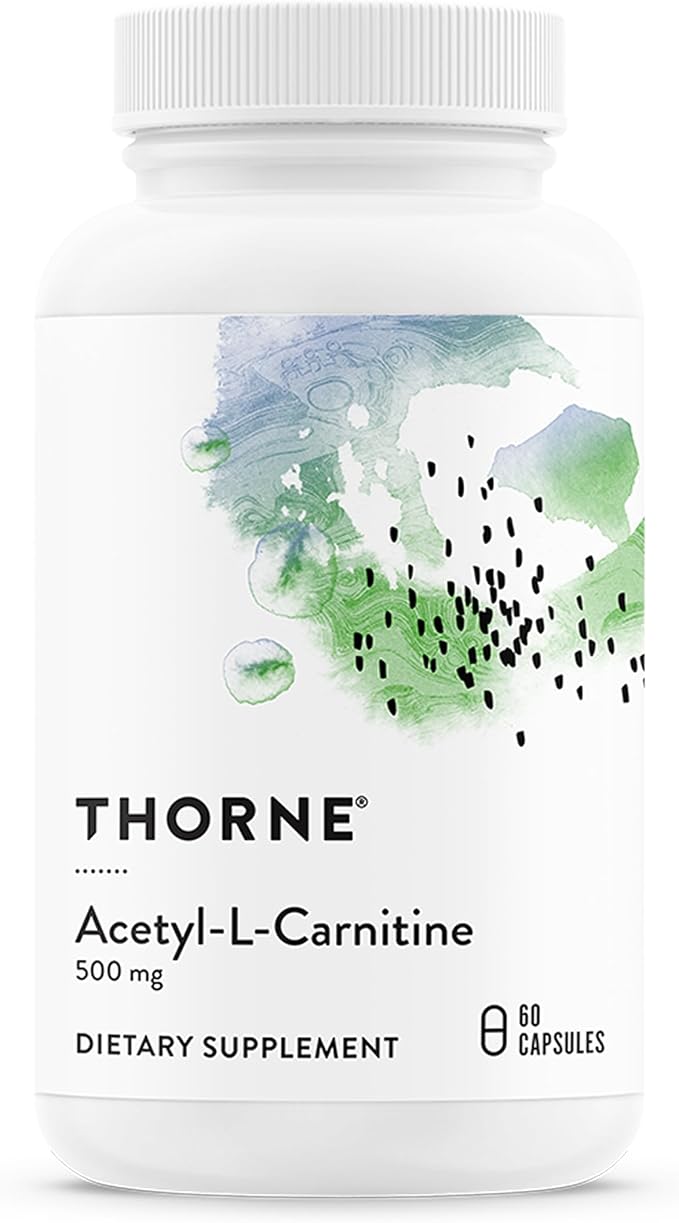 THORNE - Acetyl-L-Carnitine - 500 mg - Supports Brain Function Mood &amp Healthy Nerve Sensations in the Hands &amp Feet* - Third-Party Certified - Gluten Dairy &amp Soy-Free - 60 Capsules