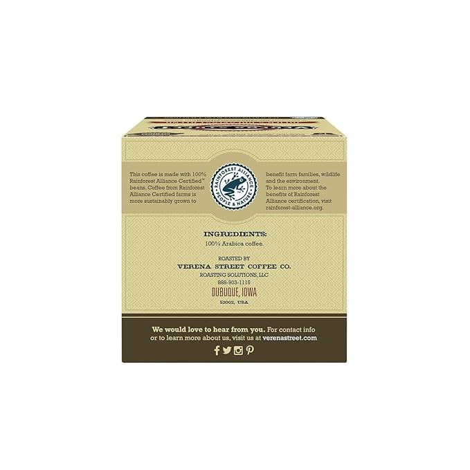Verena Street Single Cup Pods (72 Count) Light Medium Roast Coffee Lock &amp Dam 11 Rainforest Alliance Certified Arabica Coffee