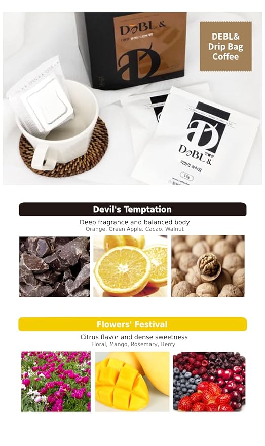 DEBL&amp Drip Coffee Bag (Flowers' Festival) Single-Serve Pour Over Drip Coffee with Bold Deep Aroma &amp Taste Perfectly Blended by SCA Pro Roaster Made in Korea