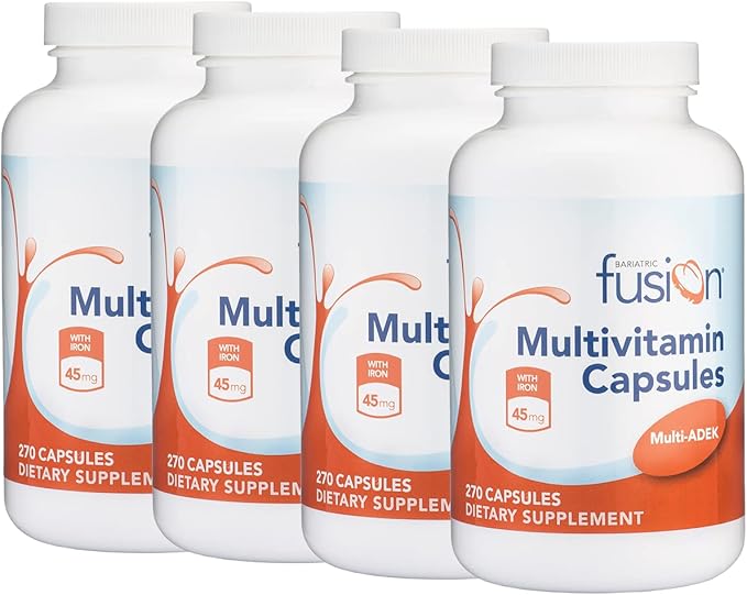 Bariatric Fusion High ADEK Multivitamin Capsule with 45mg Iron | Multi for Duodenal Switch Surgery Patients | Easy to Swallow Vitamin | 1080 Capsules | 1 Year Supply