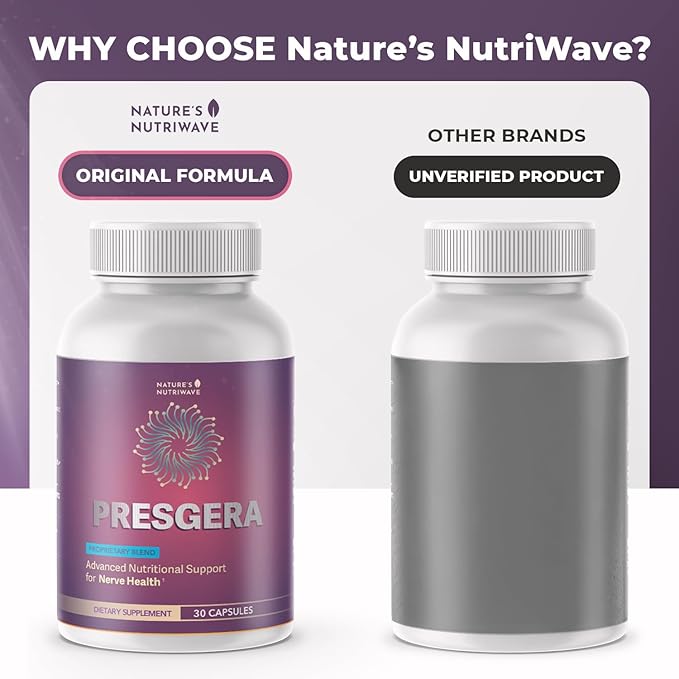 Presgera Capsules – Natural Daily Supplement with Magnesium Glycinate Turmeric Alpha Lipoic Acid &amp More – Made in USA Non-GMO Easy-to-Take – 30 Capsules 6 Month Supply