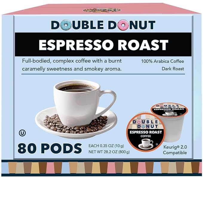 Espresso Coffee Pods (80 Pack) Dark Espresso Roast Coffee Single-Serve Pods for Keurig K Cup Brewer Machines
