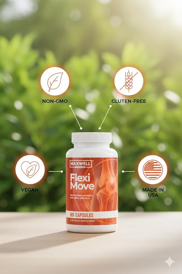 Flexi Move Capsules - Official Advanced Supplement Support Pills - Maximum Strength All Natural Vitamins for Overall Health &amp Wellness 60 Capsules for 1 Month