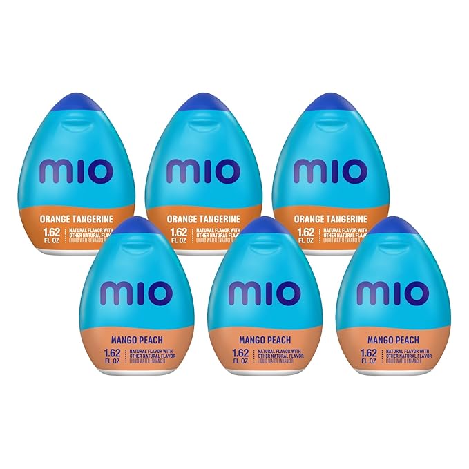 Mio Water Enhancement Variety Pack Includes 3 Orange Tangerine and 3 Mango Peach 1.62 Fl Oz each (Pack of 6)