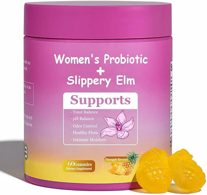 DYALE Her Juicy Feminine Probiotics Gummies for Women | Pineapple Flavor | Supports pH Balance Gut Health &amp Immune System | with Slippery Elm Prebiotics &amp Lactobacillus Blend | 60 Gummies (1