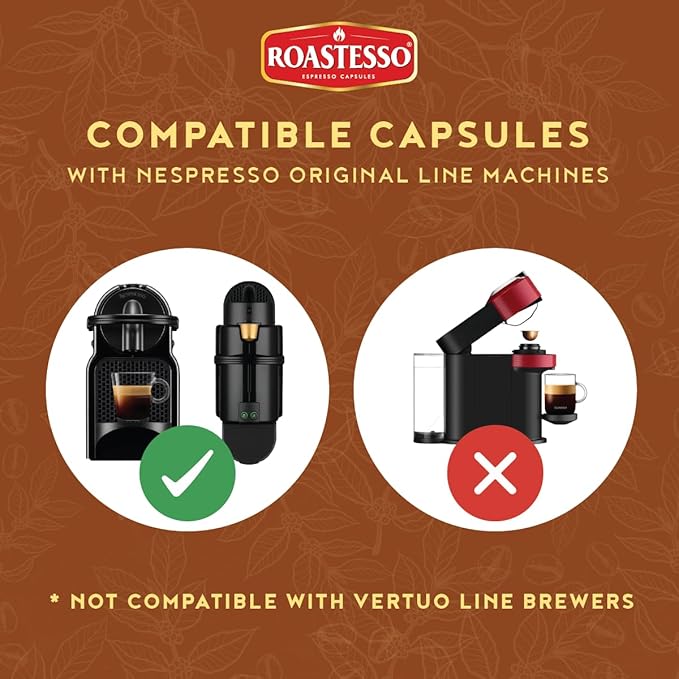 Roastesso Aluminum Espresso Capsules Natural Hazelnut Flavored Coffee Compatible with Nespresso Original Machines Medium Roast Intensity 7 Recyclable Coffee Pods Packed in USA (40 Count)