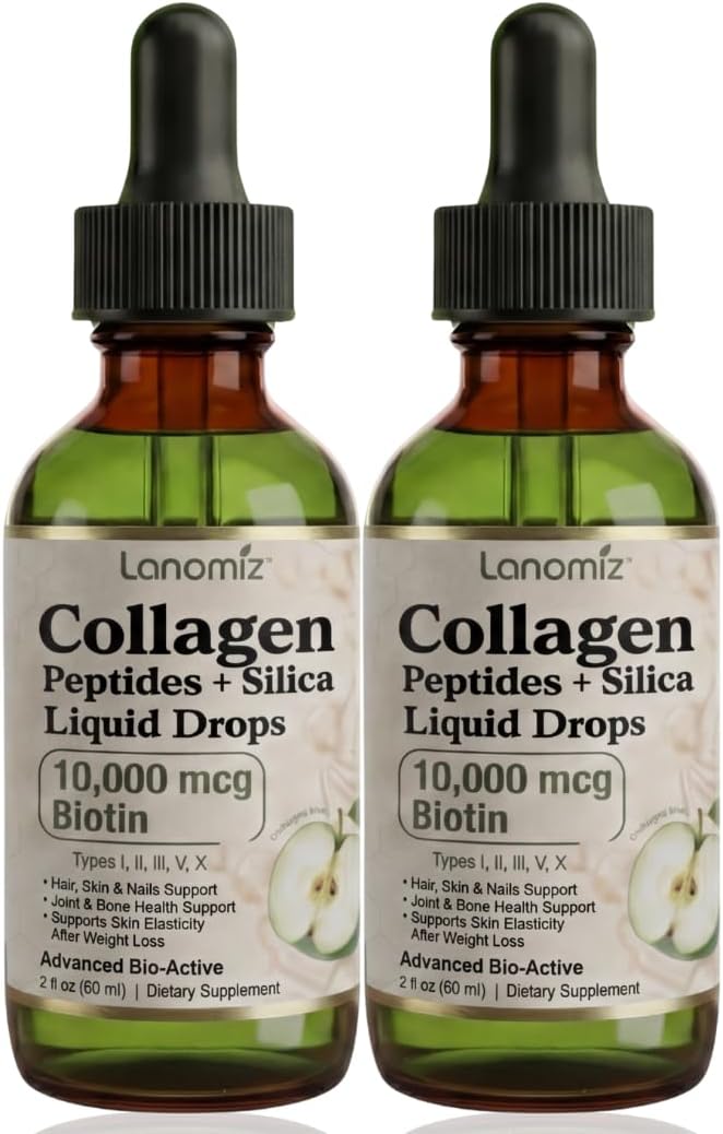 2 Pack Multi Collagen Peptides Liquid Drops Types（I II III V X） Hydrolyzed Collagen Peptides Collagen Proteins W. Hyaluronic Acid Biotin &amp Vitamin C for Hair Skin &amp Joint Gut Health