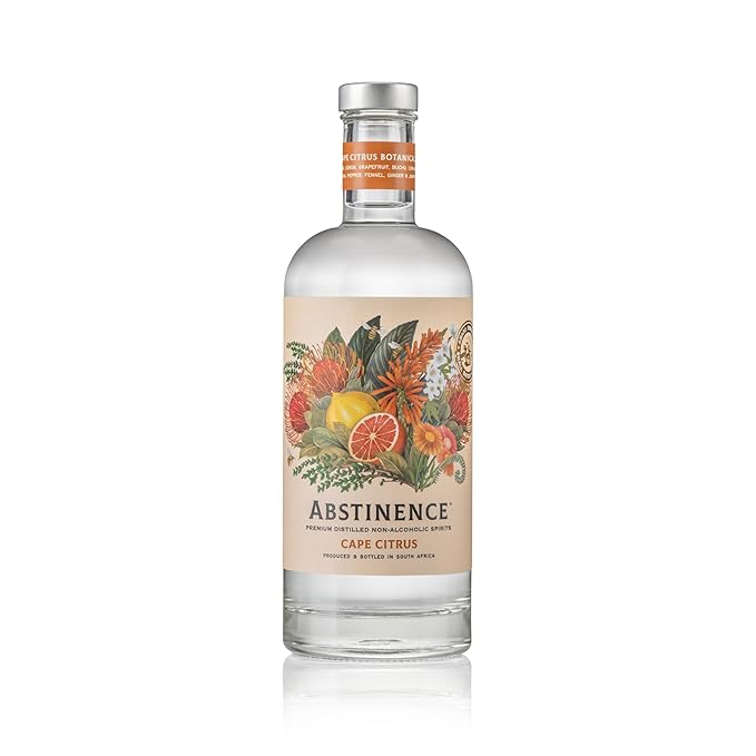 Abstinence Cape Citrus Non Alcoholic Spirit 750ml Award-Winning Calorie-Free Sugar-Free Botanical Inspired Vibrant Citrus and Warm Spice Notes Zero Proof Mocktail Alternative