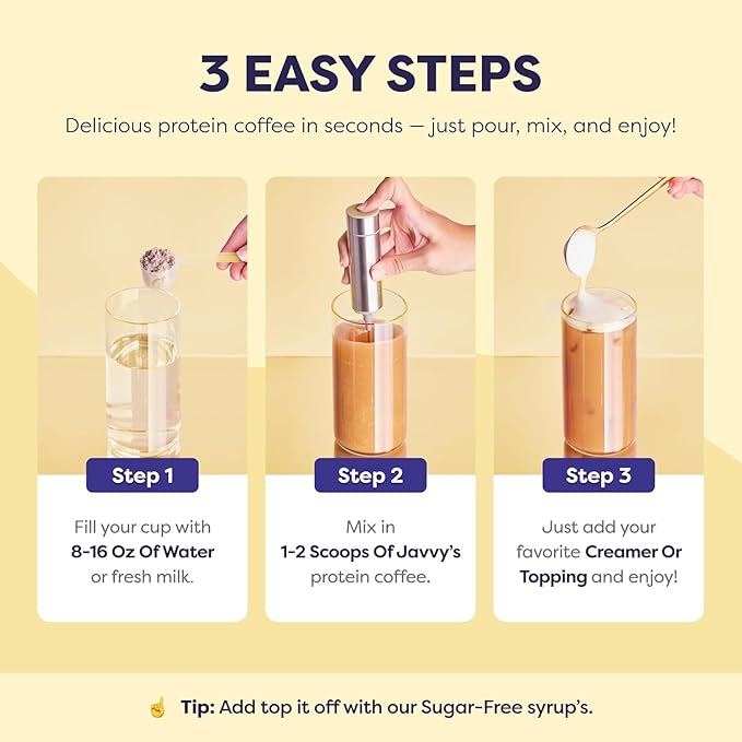 Protein Iced Coffee - Premium Whey Protein &amp Instant Iced Coffees - 100% Natural Cold Brew - Zero Artificial Flavors &amp Sweeteners 80 mg Caffeine Per Serving No Added Sugar 20 Servings - 4 P
