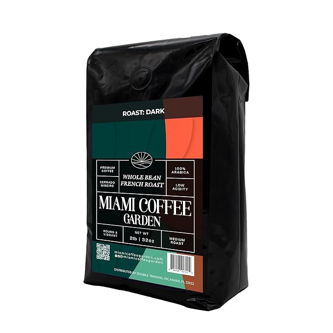 Miami Coffee Garden French Dark Roast Whole Beans Fresh Roasted Coffee 100% Arabica Whole Bean Coffee Espresso Beans 2 Lb