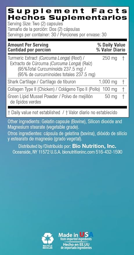 Bio Nutrition Joint Wellness with Type II Collagen 60 Capsules