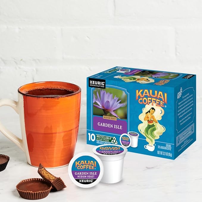 Kauai Coffee K-Cup Pods Garden Isle Medium Roast &amp Na Pali Dark Roast 10CT (2ea) (Variety Pack)