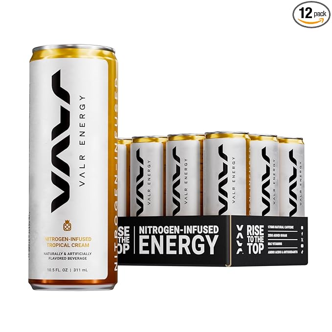 VALR Energy | Nitrogen-Infused Energy Drink | 175mg Natural Caffeine from Green Tea | Pre-Workout Performance with Amino Acids &amp Antioxidants | Gluten-Free &amp Vegan | (10.5 FL. OZ. ) (10.5 FL.