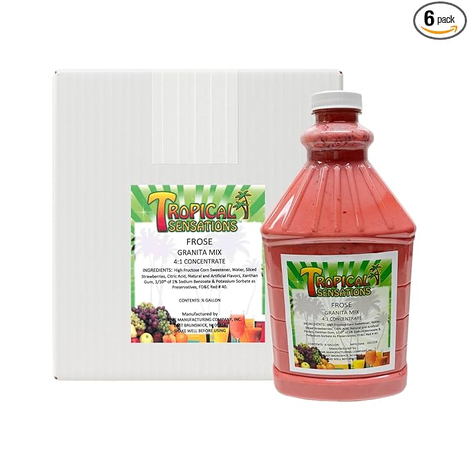 Tropical Sensations Frosé Granita Slushie Mix – 6 Bottles 64 oz Each – Non-Alcoholic Frozen Drink Mix for Slush Machines – Bulk Case